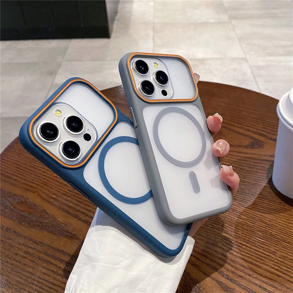 For iPhone 13 Pro Magnetic Case Large Viewing Window TPU + PC Shockproof Phone Cover