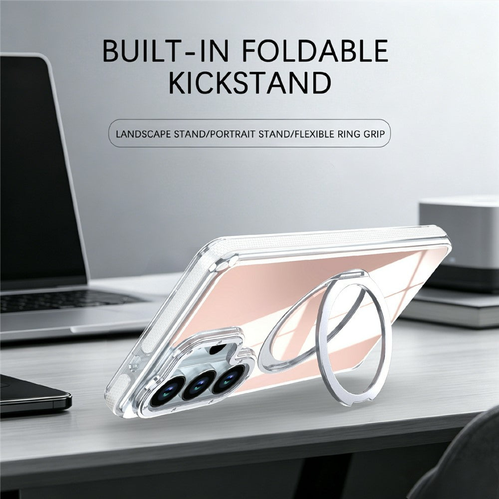 Samsung Galaxy S24 Ultra-magnetetui med fluorescerende design, TPU-akryl-bagside og 360° roterende stativ