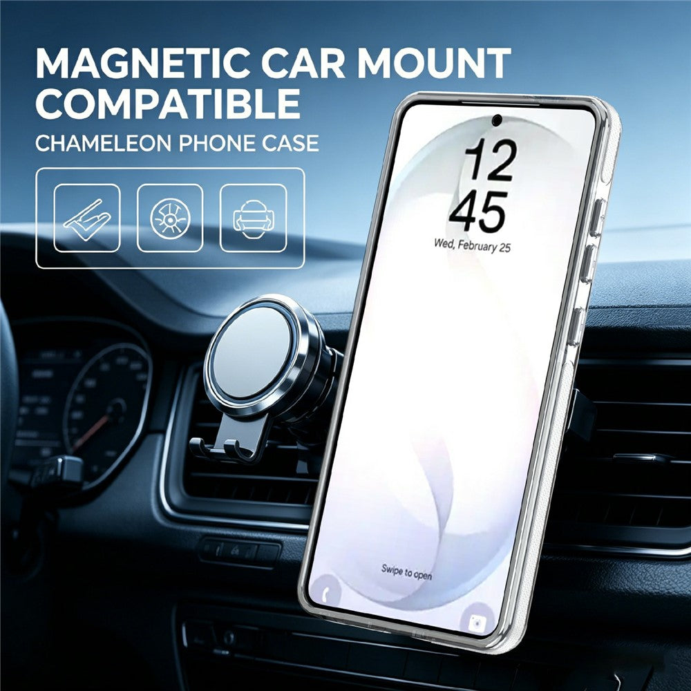 Samsung Galaxy S24 Ultra-magnetetui med fluorescerende design, TPU-akryl-bagside og 360° roterende stativ