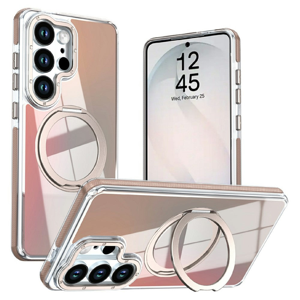 Samsung Galaxy S24 Ultra-magnetetui med fluorescerende design, TPU-akryl-bagside og 360° roterende stativ