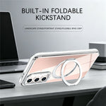 Til Samsung Galaxy S24 FE Magnetisk Cover Fluorescerende Design TPU Akryl Telefon Bagcover med 360° Roterende Støtteben