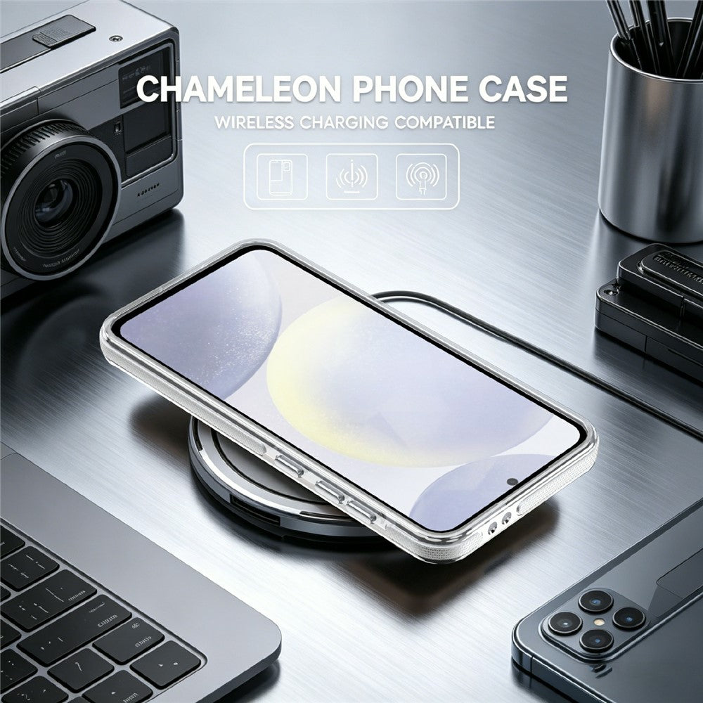 Til Samsung Galaxy S24 FE Magnetisk Cover Fluorescerende Design TPU Akryl Telefon Bagcover med 360° Roterende Støtteben
