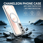 Til Samsung Galaxy S24 FE Magnetisk Cover Fluorescerende Design TPU Akryl Telefon Bagcover med 360° Roterende Støtteben