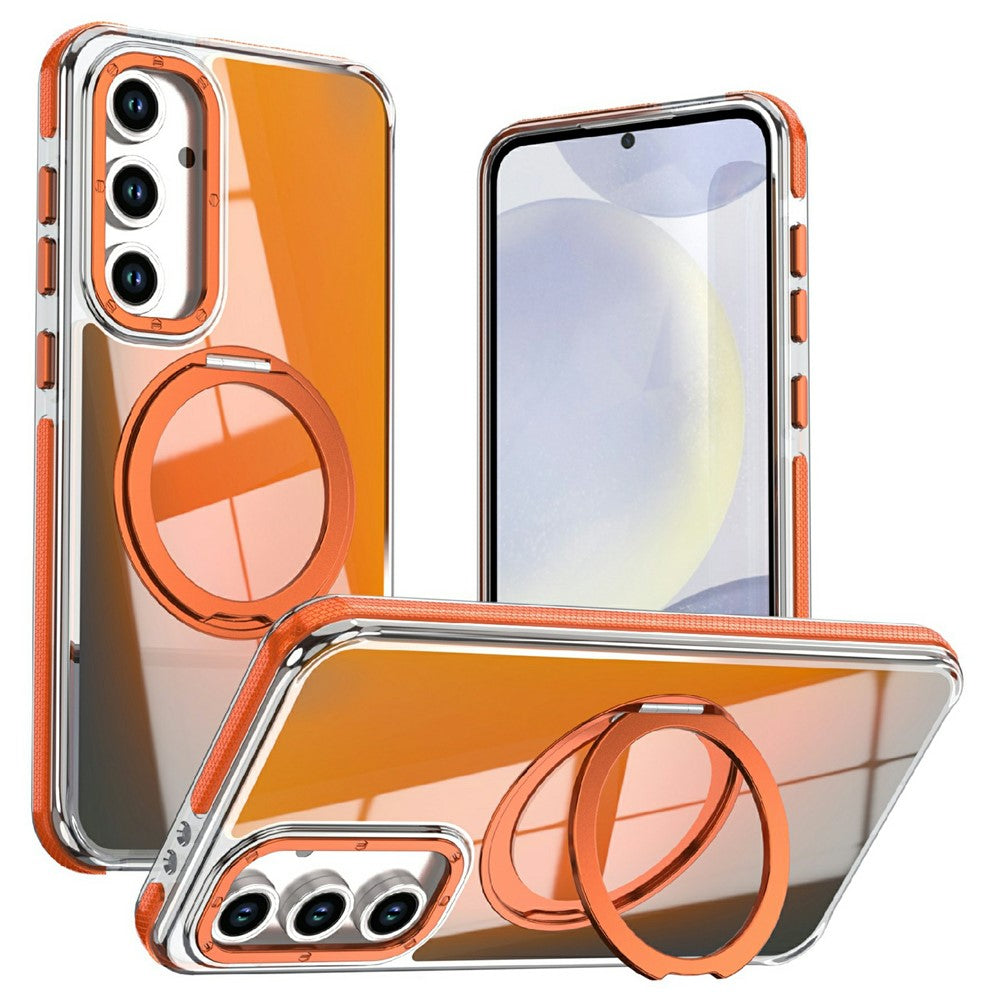 Magnetisk cover til Samsung Galaxy S24 FE, fluorescerende design, TPU-akryl, bagside med 360° roterende stativ