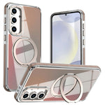 Til Samsung Galaxy S24 FE Magnetisk Cover Fluorescerende Design TPU Akryl Telefon Bagcover med 360° Roterende Støtteben