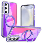 Til Samsung Galaxy S24 FE Magnetisk Cover Fluorescerende Design TPU Akryl Telefon Bagcover med 360° Roterende Støtteben