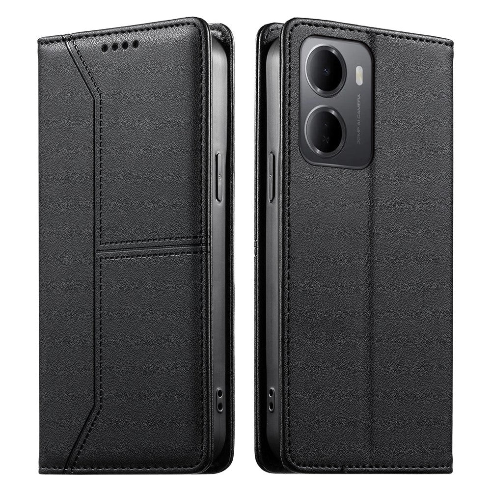 For Xiaomi Redmi 15a 5G Wallet Stand Case Line Splicing TPU PU Leather Phone Cover