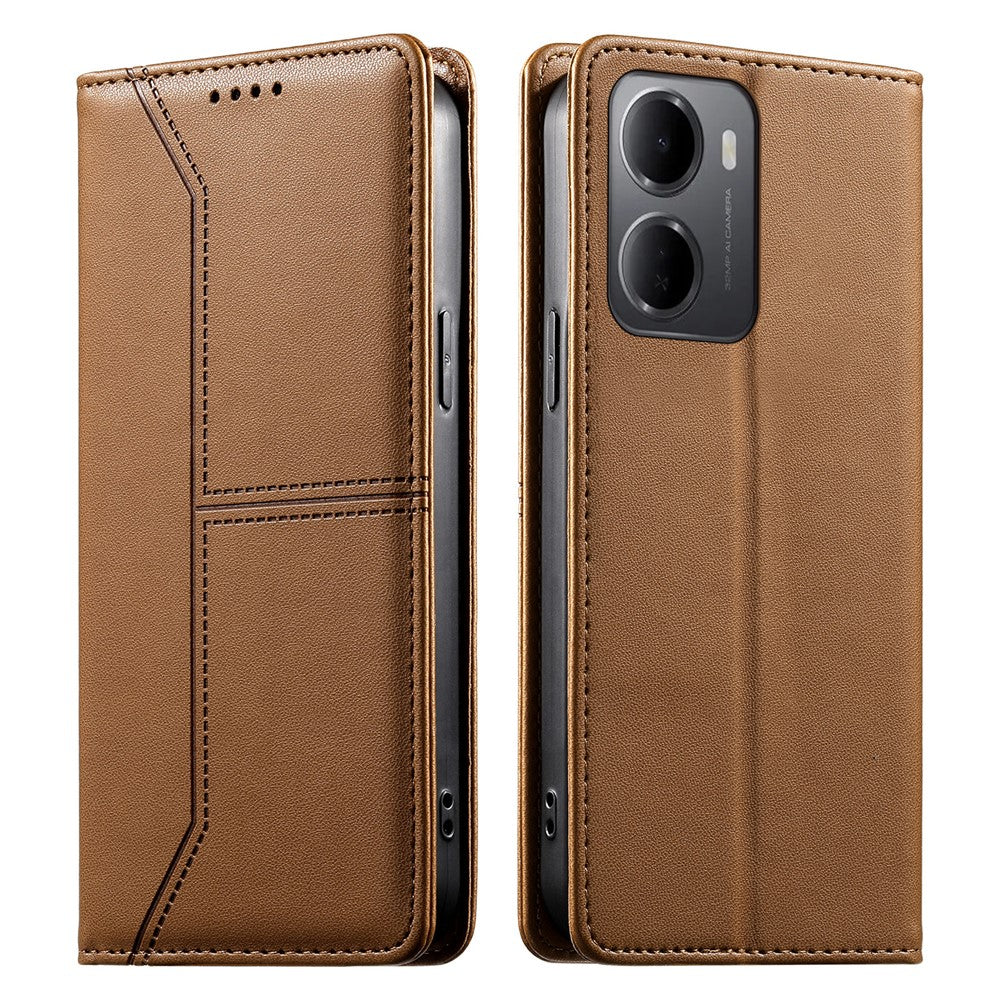 For Xiaomi Redmi 15a 5G Wallet Stand Case Line Splicing TPU PU Leather Phone Cover