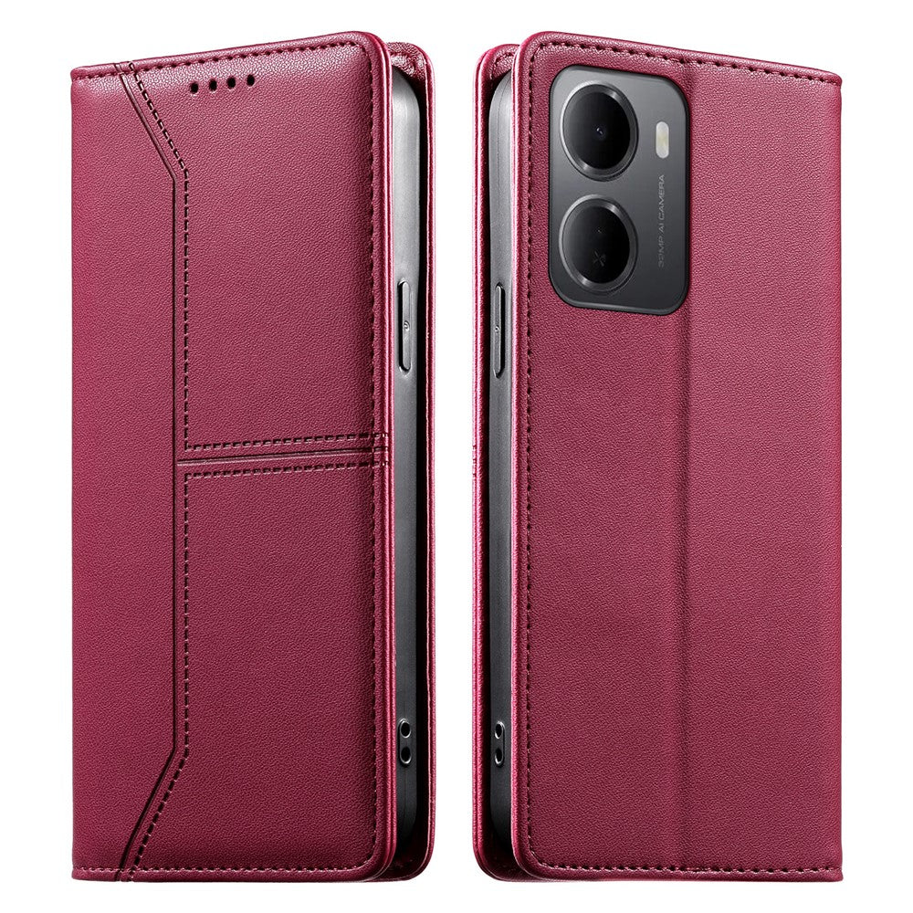For Xiaomi Redmi 15a 5G Wallet Stand Case Line Splicing TPU PU Leather Phone Cover
