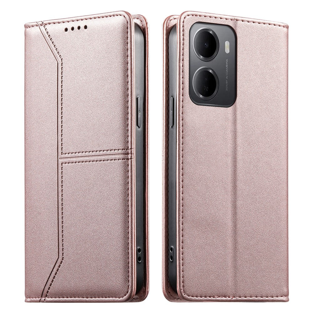 For Xiaomi Redmi 15a 5G Wallet Stand Case Line Splicing TPU PU Leather Phone Cover
