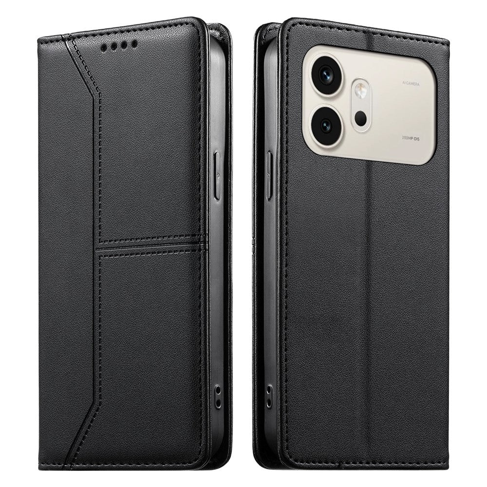 For Honor 600 5G Wallet Stand Case Line Splicing TPU PU Leather Phone Cover