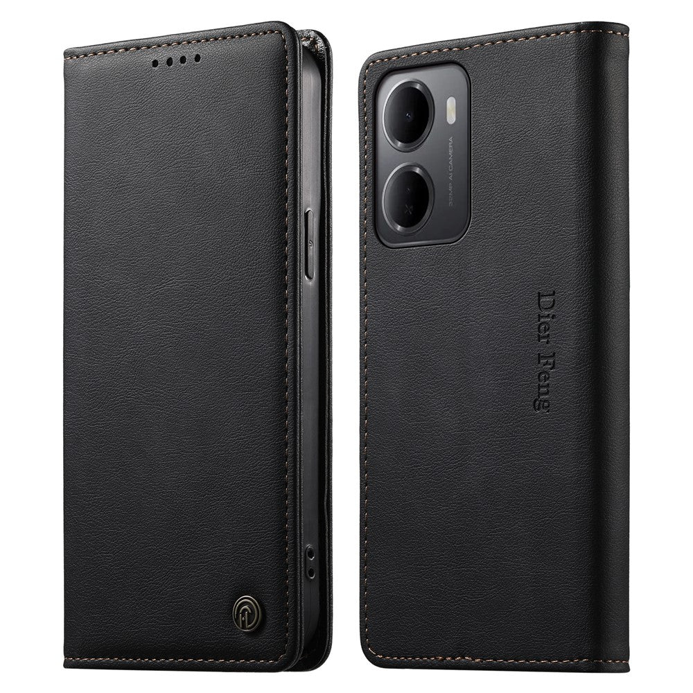 DIERFENG DF-019 for Xiaomi Redmi 15a 5G Leather Wallet Case Magnetic Flip Cover with Card Slots RFID Blocking