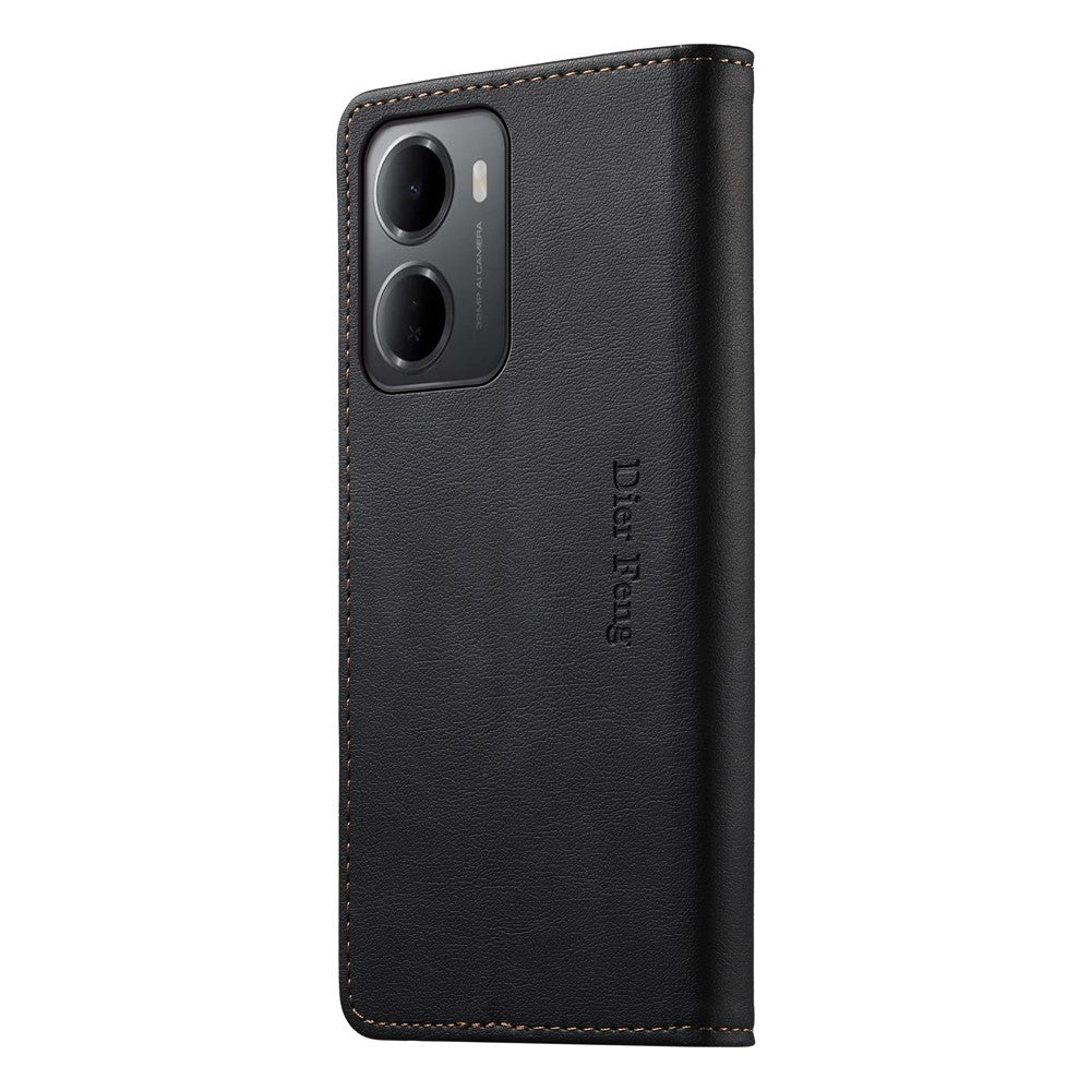 DIERFENG DF-019 for Xiaomi Redmi 15a 5G Leather Wallet Case Magnetic Flip Cover with Card Slots RFID Blocking