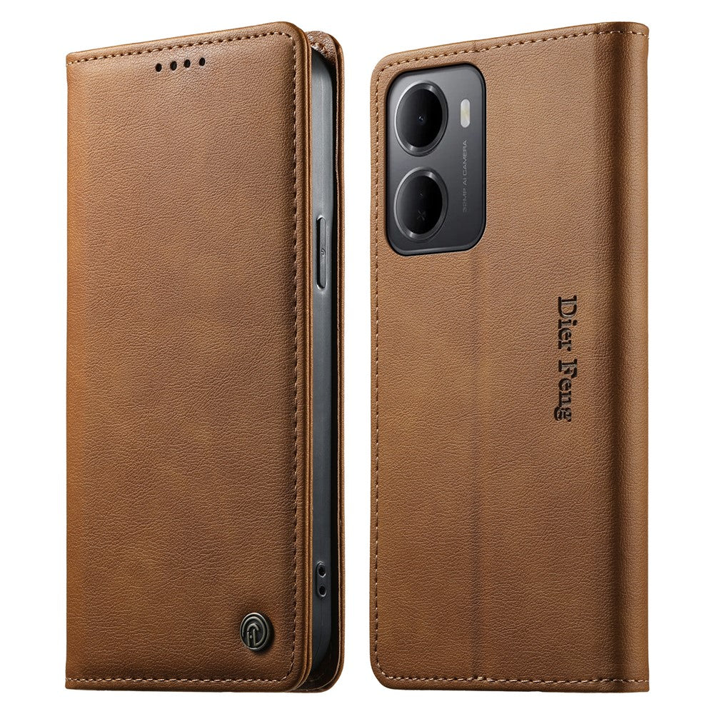 DIERFENG DF-019 for Xiaomi Redmi 15a 5G Leather Wallet Case Magnetic Flip Cover with Card Slots RFID Blocking