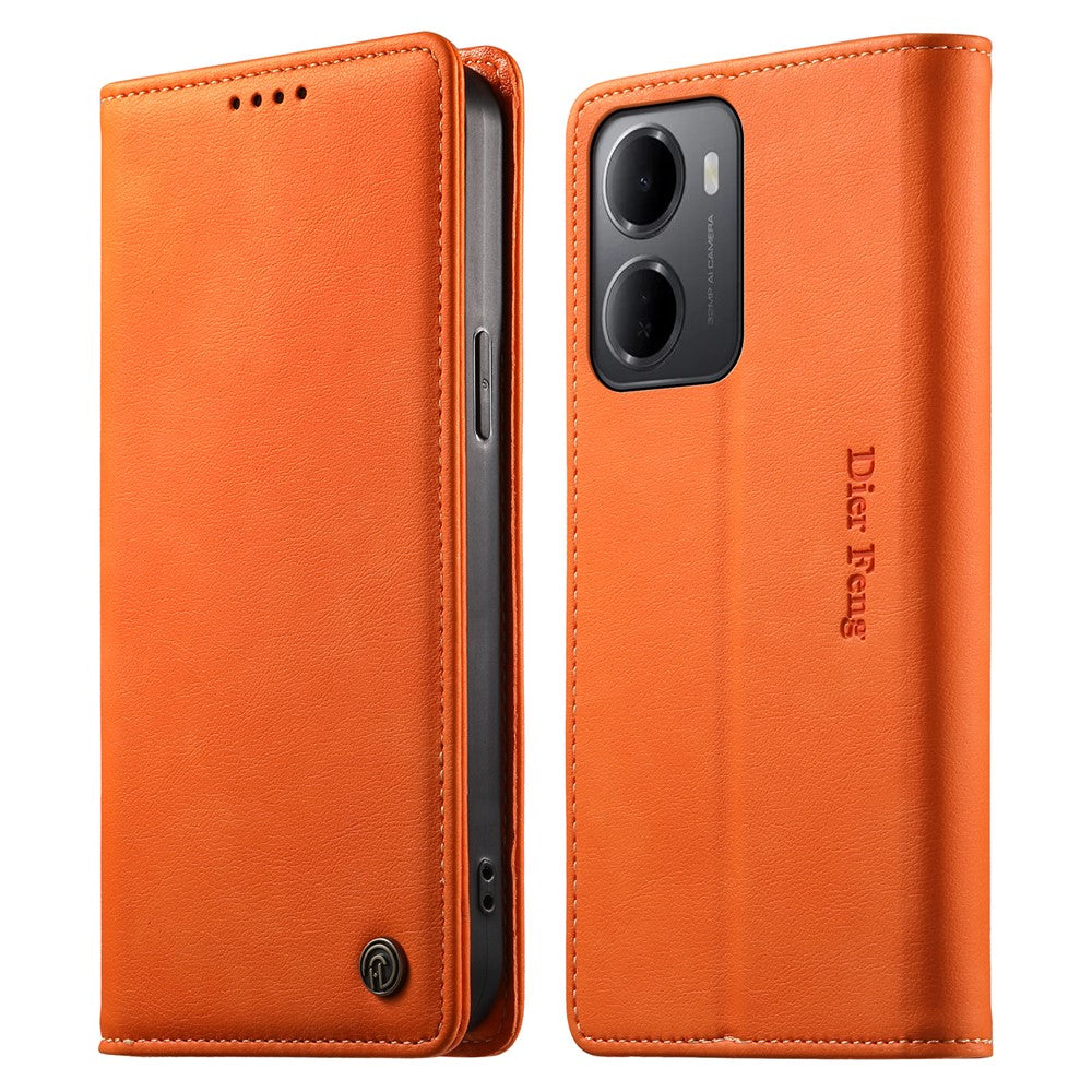 DIERFENG DF-019 for Xiaomi Redmi 15a 5G Leather Wallet Case Magnetic Flip Cover with Card Slots RFID Blocking