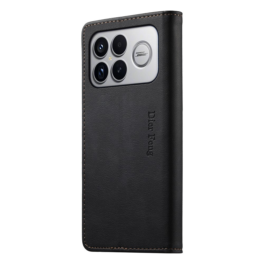 DIERFENG DF-019 for Xiaomi Poco F8 Ultra 5G / Redmi K90 Pro Max 5G Leather Wallet Case Magnetic Flip Cover with Card Slots RFID Blocking