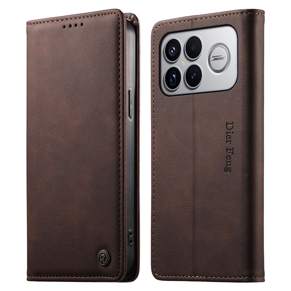 DIERFENG DF-019 for Xiaomi Poco F8 Ultra 5G / Redmi K90 Pro Max 5G Leather Wallet Case Magnetic Flip Cover with Card Slots RFID Blocking