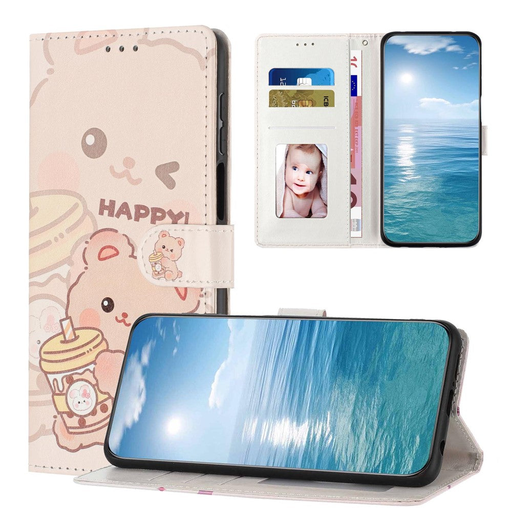 Wallet Case For Samsung Galaxy A15 5G / 4G Pattern Printing PU Leather Stand Flip Phone Cover with Wrist Strap