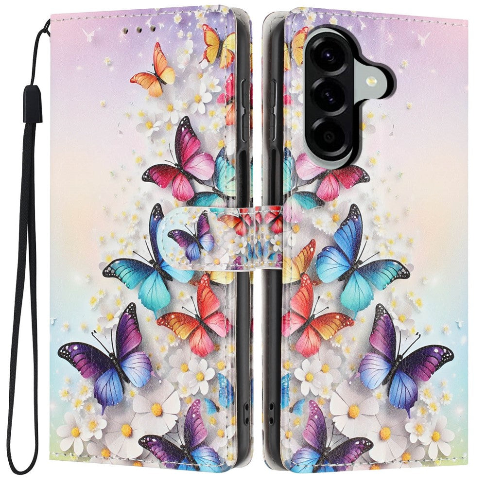 Wallet Case For Samsung Galaxy A15 5G / 4G Pattern Printing PU Leather Stand Flip Phone Cover with Wrist Strap