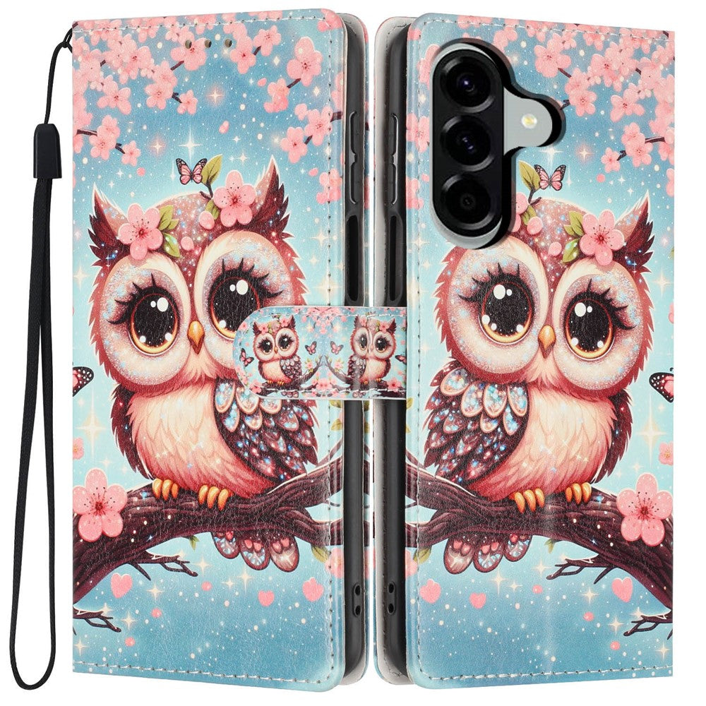 Wallet Case For Samsung Galaxy A15 5G / 4G Pattern Printing PU Leather Stand Flip Phone Cover with Wrist Strap