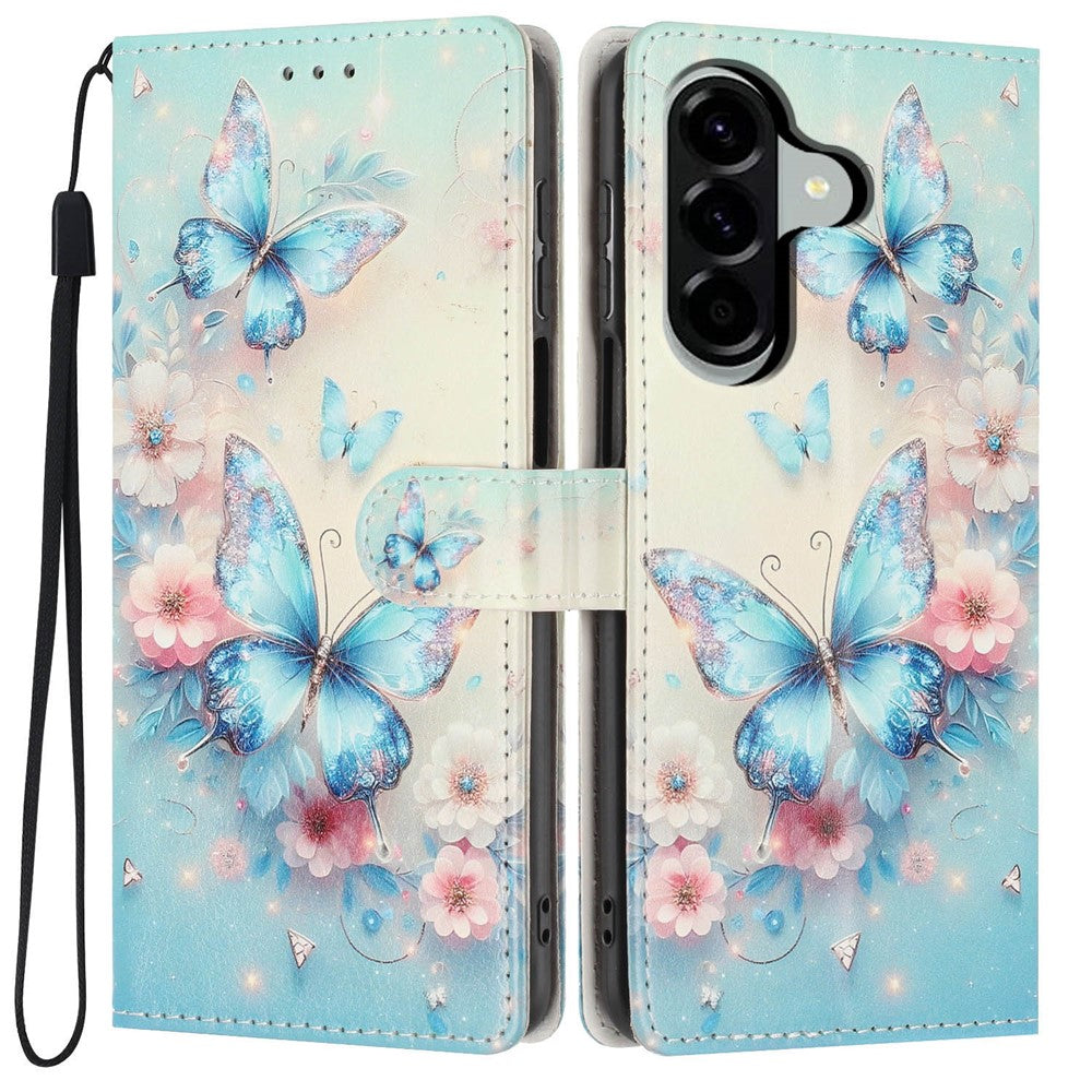 Wallet Case For Samsung Galaxy A15 5G / 4G Pattern Printing PU Leather Stand Flip Phone Cover with Wrist Strap