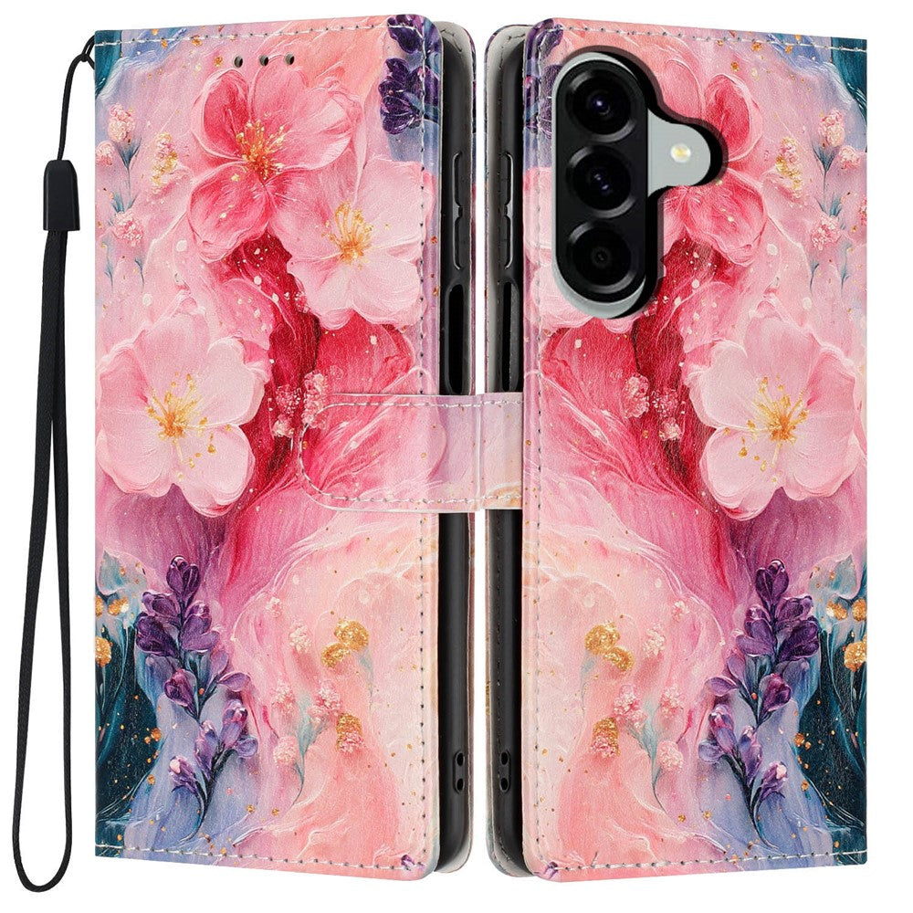 Wallet Case For Samsung Galaxy A15 5G / 4G Pattern Printing PU Leather Stand Flip Phone Cover with Wrist Strap