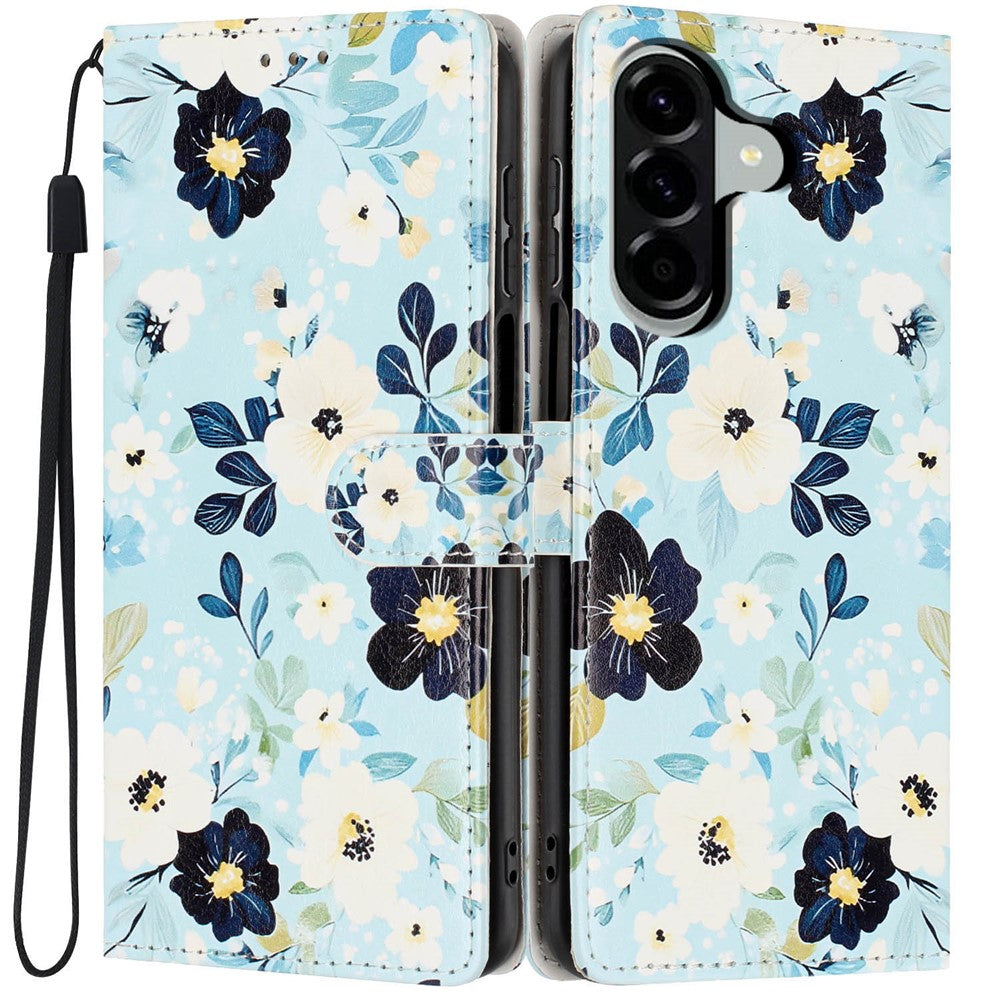 Wallet Case For Samsung Galaxy A15 5G / 4G Pattern Printing PU Leather Stand Flip Phone Cover with Wrist Strap