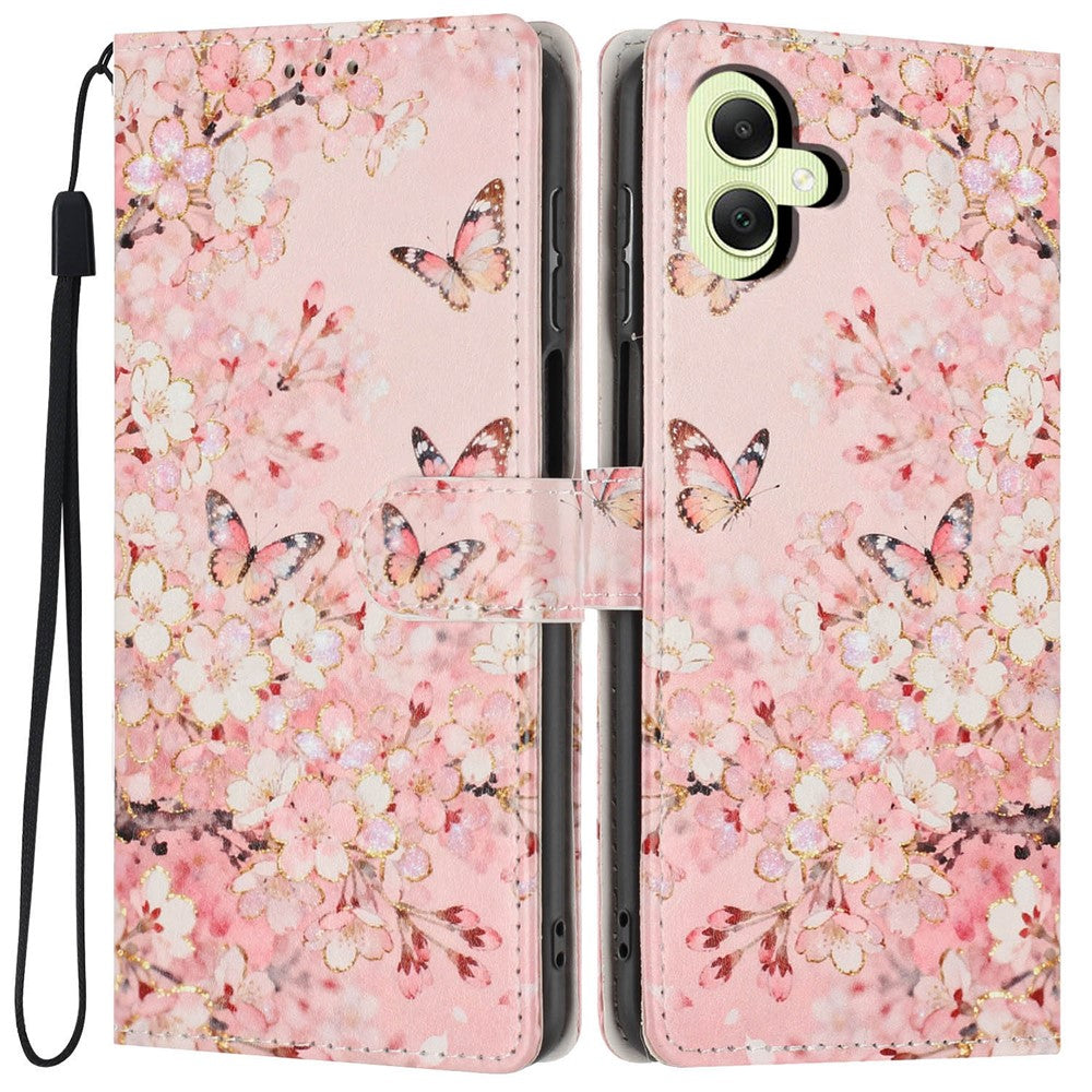 Til Samsung Galaxy A05 4G Pung Etui Mønsterprint PU Læder Stand Flip Telefon Cover med Håndledsrem