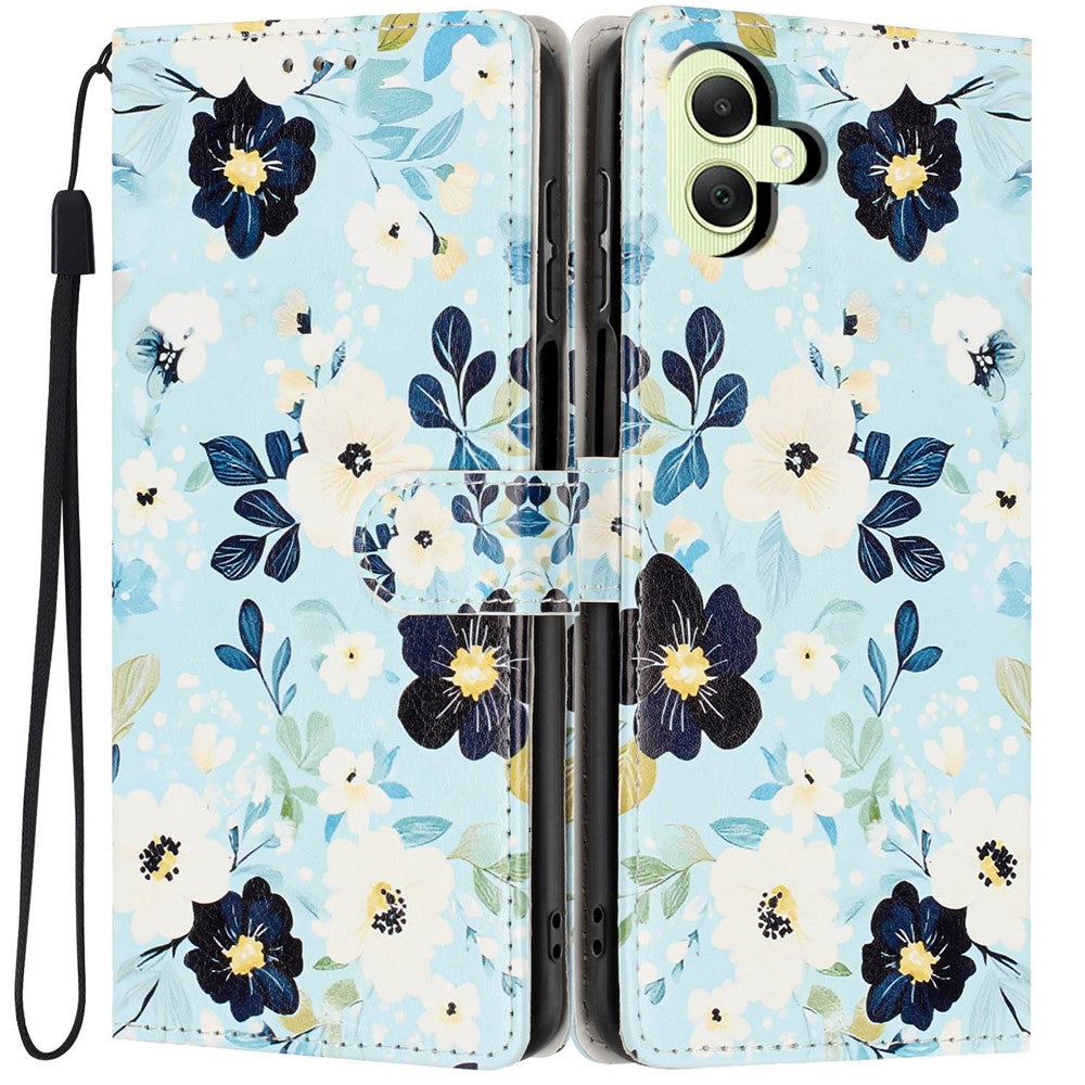 Til Samsung Galaxy A05 4G Pung Etui Mønsterprint PU Læder Stand Flip Telefon Cover med Håndledsrem