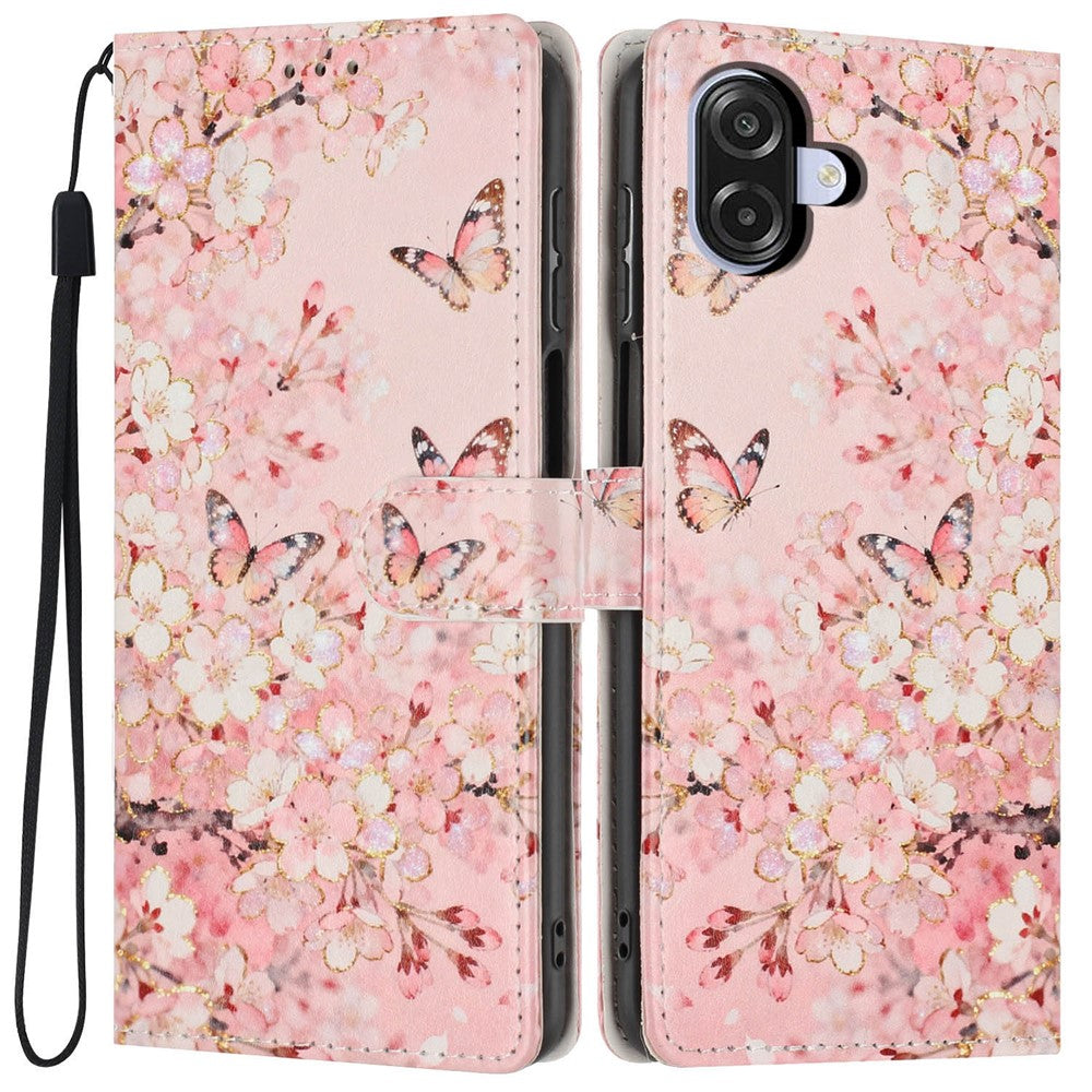 Wallet Case For Samsung Galaxy A06 4G  /  5G Pattern Printing PU Leather Stand Flip Phone Cover with Wrist Strap