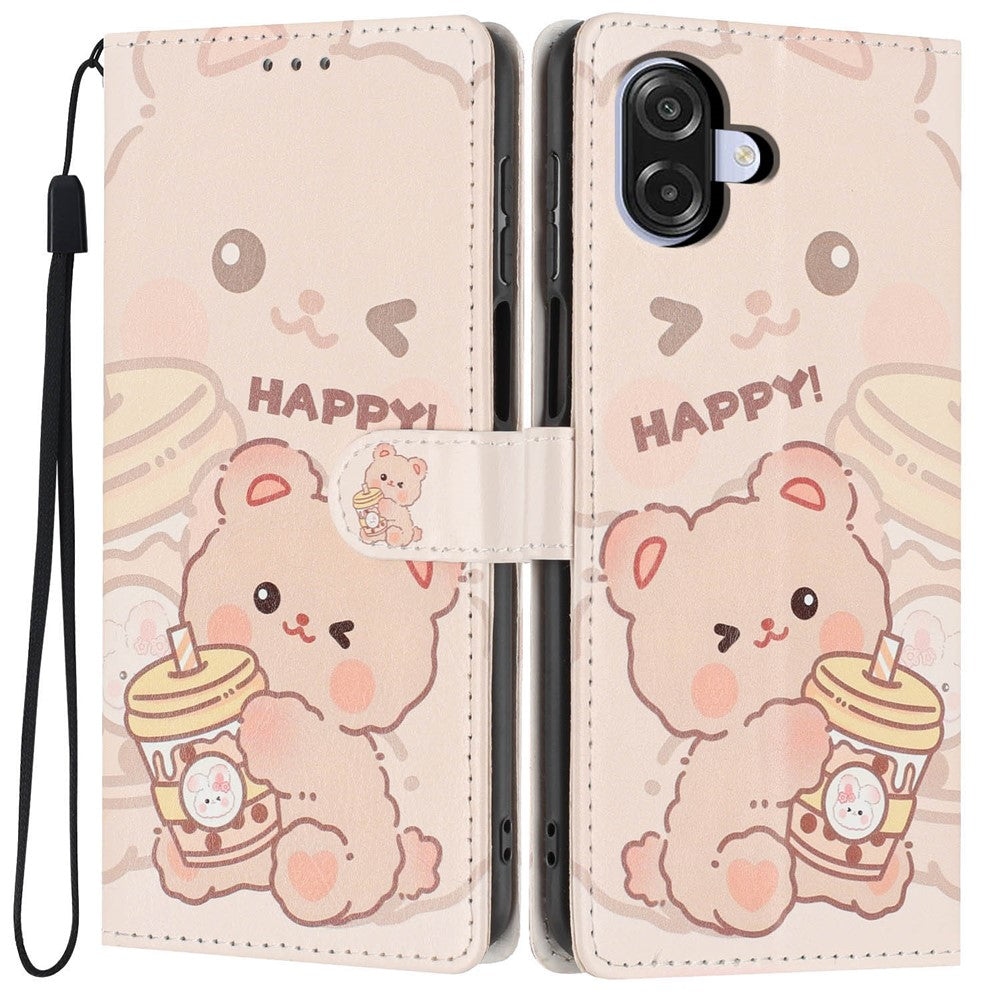 Wallet Case For Samsung Galaxy A06 4G  /  5G Pattern Printing PU Leather Stand Flip Phone Cover with Wrist Strap