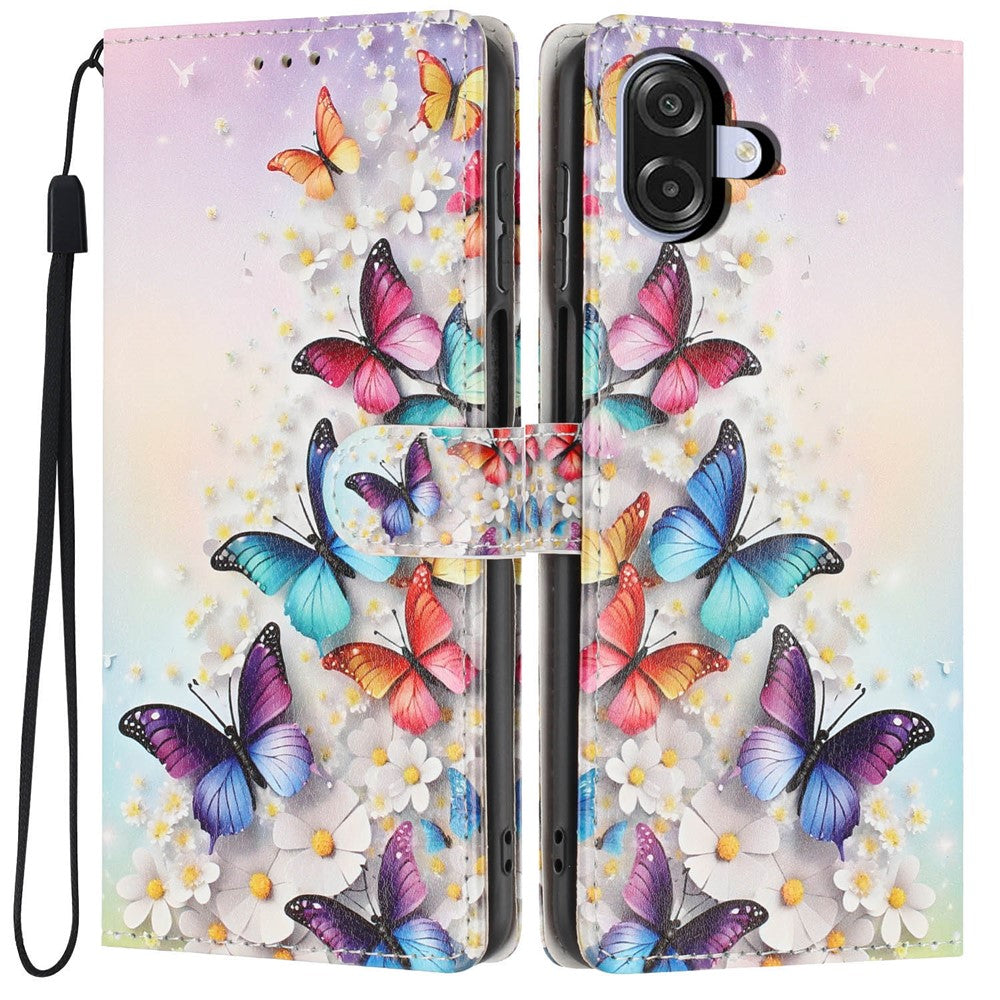 Wallet Case For Samsung Galaxy A06 4G  /  5G Pattern Printing PU Leather Stand Flip Phone Cover with Wrist Strap