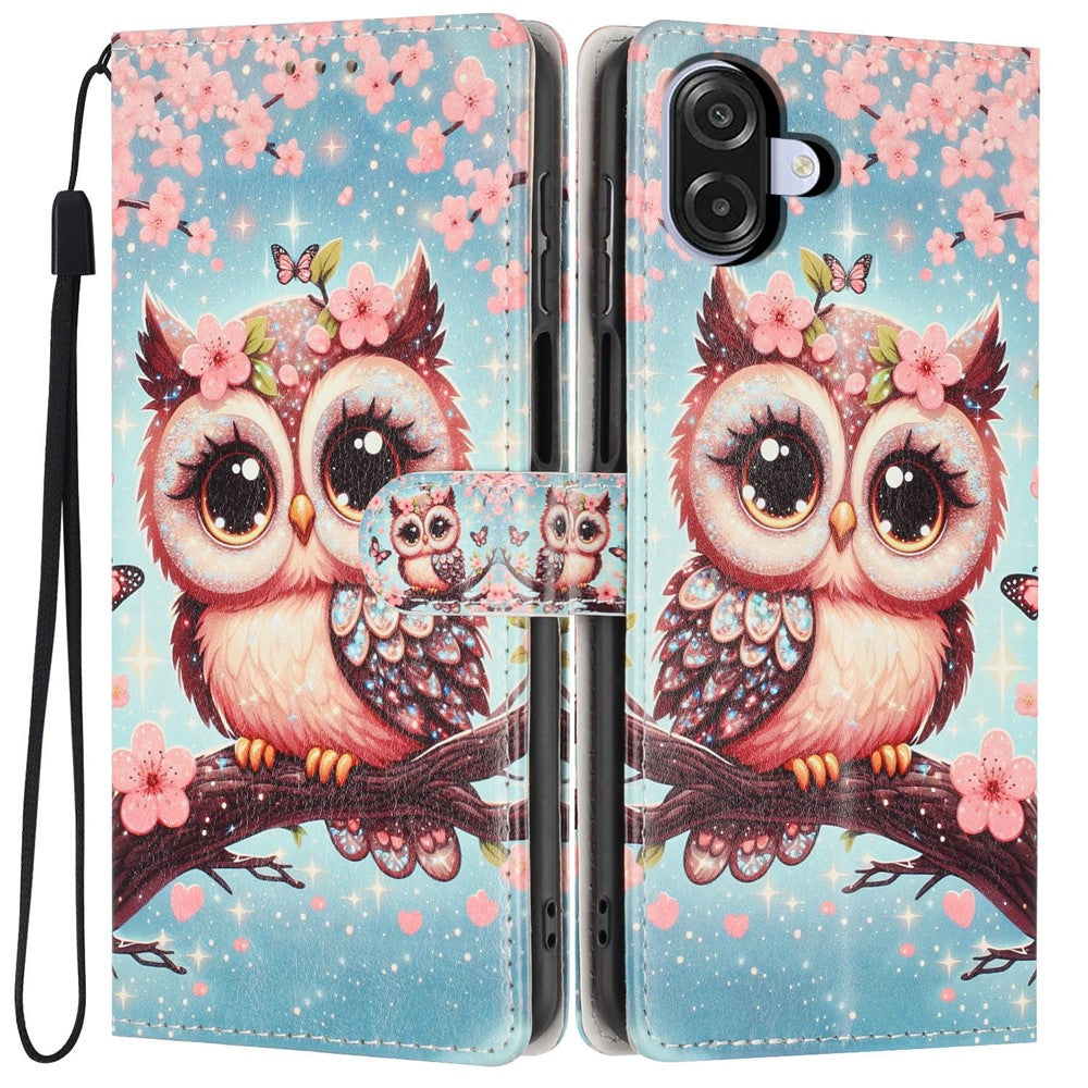 Wallet Case For Samsung Galaxy A06 4G  /  5G Pattern Printing PU Leather Stand Flip Phone Cover with Wrist Strap