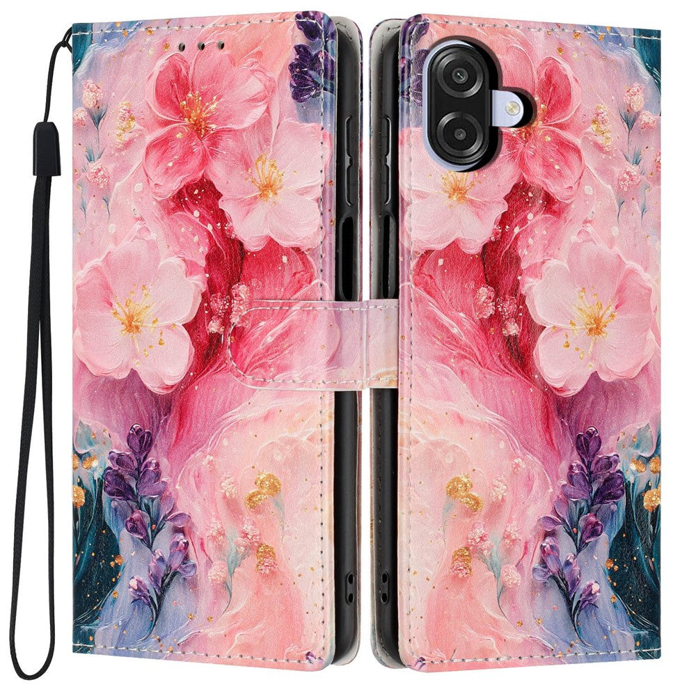 Wallet Case For Samsung Galaxy A06 4G  /  5G Pattern Printing PU Leather Stand Flip Phone Cover with Wrist Strap