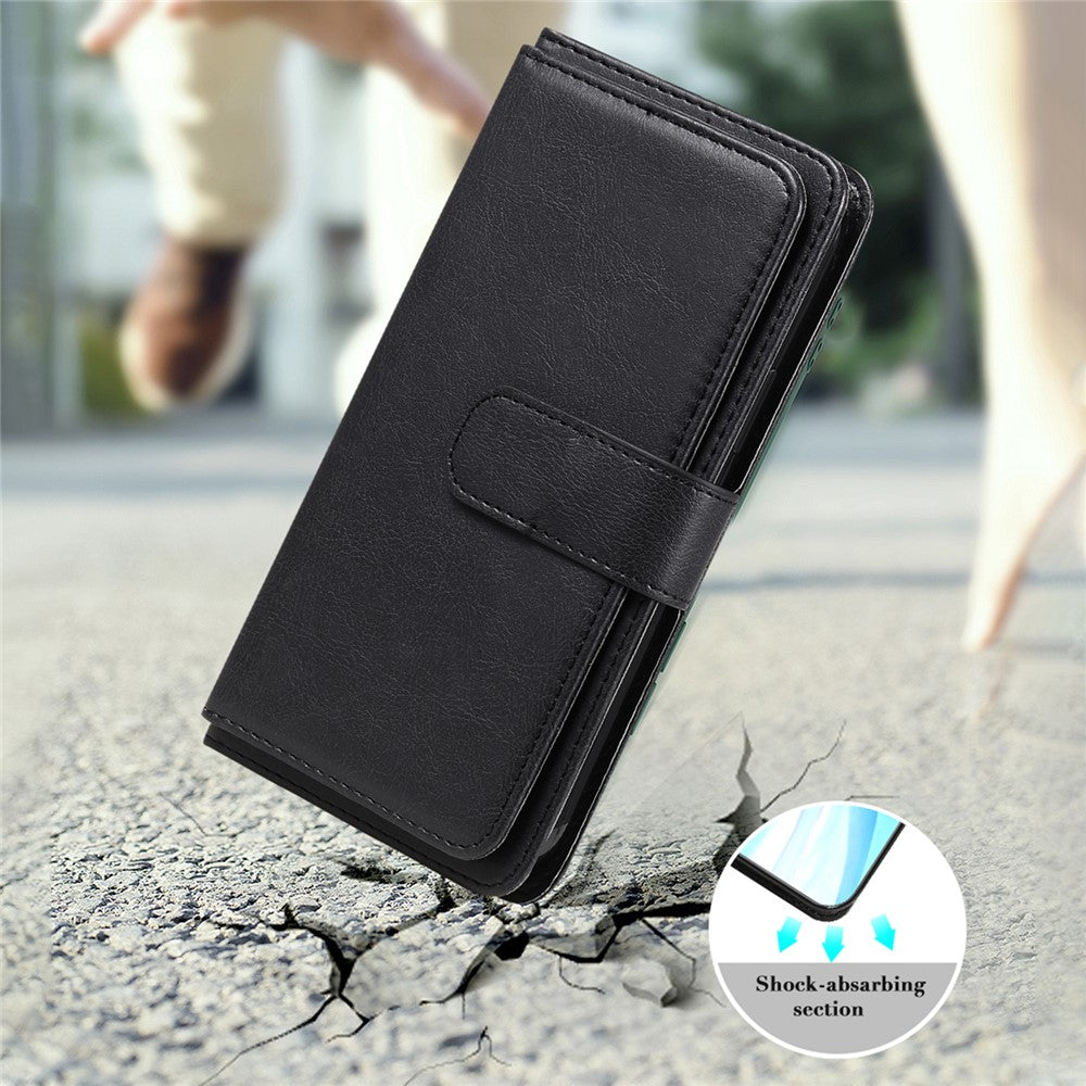 For Samsung Galaxy S23 Ultra Leather Case with 10 Card Holder Phone Cover Stand