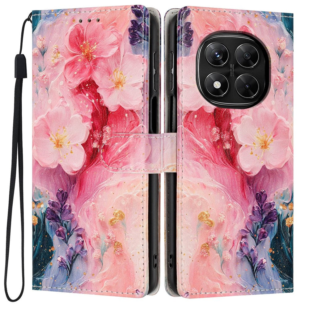 Wallet Case For Xiaomi Redmi Note 14 Pro 5G  /  Poco X7 5G Pattern Printing PU Leather Stand Flip Phone Cover with Wrist Strap
