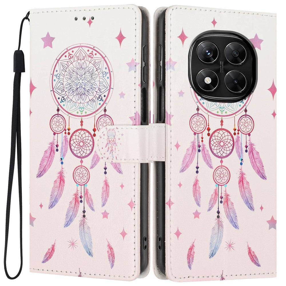 Wallet Case For Xiaomi Redmi Note 14 Pro 5G  /  Poco X7 5G Pattern Printing PU Leather Stand Flip Phone Cover with Wrist Strap