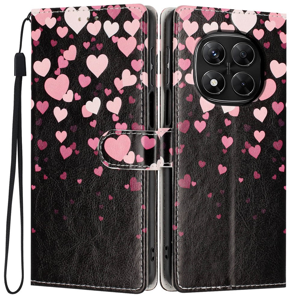 Wallet Case For Xiaomi Redmi Note 14 Pro 5G  /  Poco X7 5G Pattern Printing PU Leather Stand Flip Phone Cover with Wrist Strap