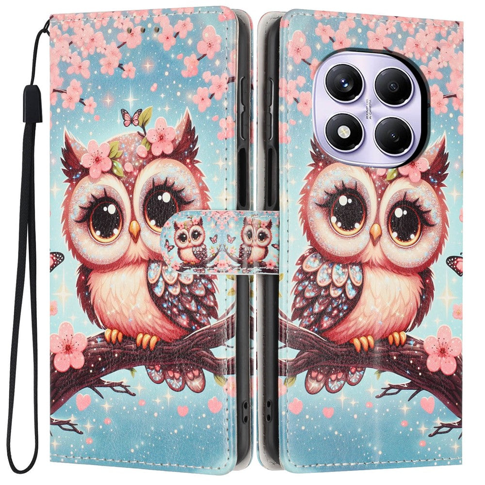 For Xiaomi Redmi Note 15 Pro 4G (Global) Wallet Case Pattern Printing PU Leather Stand Flip Phone Cover with Wrist Strap