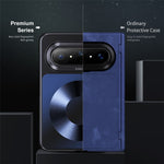 Huawei Pura X Max magnetiskt skal i PU-läder + PC-galvaniserat mobilskal med härdat glasfilm