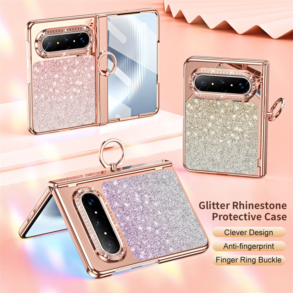 For Huawei Pura X Max Case Glitter Design Rhinestone Decor Hard PC Phone Cover