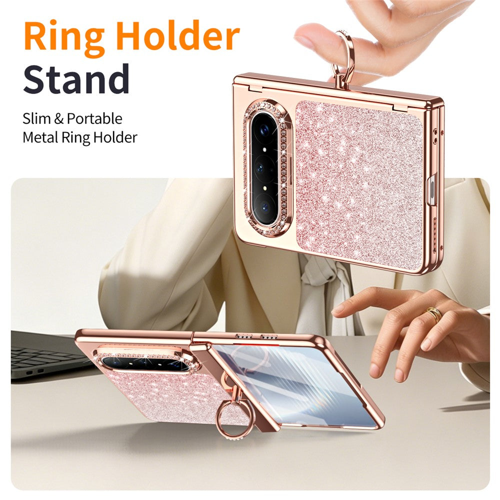 For Huawei Pura X Max Case Glitter Design Rhinestone Decor Hard PC Phone Cover