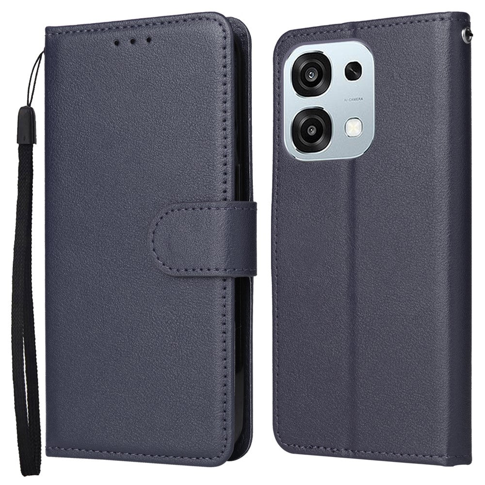 For Oppo A6 Pro 4G  /  A6 Pro 5G  /  F31 5G Case PU Leather Wallet Stand Phone Cover with Wrist Strap