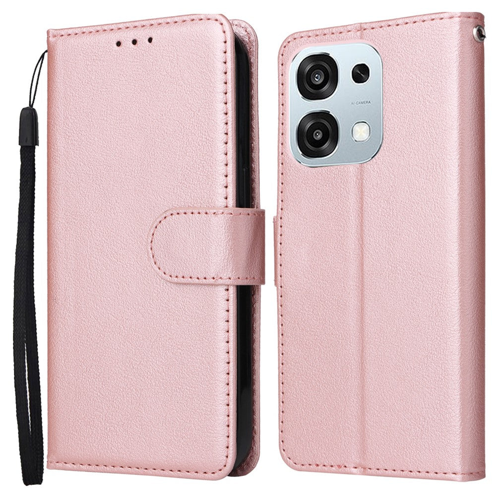 For Oppo A6 Pro 4G  /  A6 Pro 5G  /  F31 5G Case PU Leather Wallet Stand Phone Cover with Wrist Strap