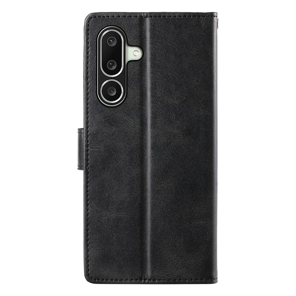 For Samsung Galaxy A27 5G Phone Case Stand Wallet Calf Texture PU Leather Flip Phone Cover with Wrist Strap