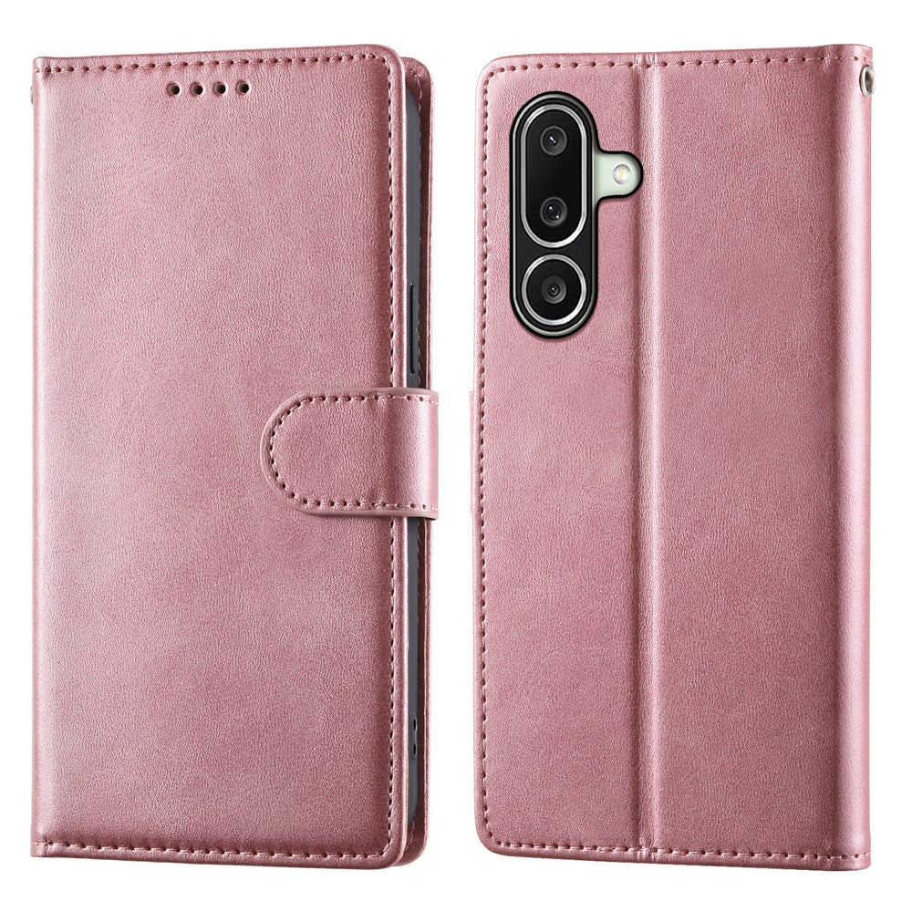 For Samsung Galaxy A27 5G Phone Case Stand Wallet Calf Texture PU Leather Flip Phone Cover with Wrist Strap