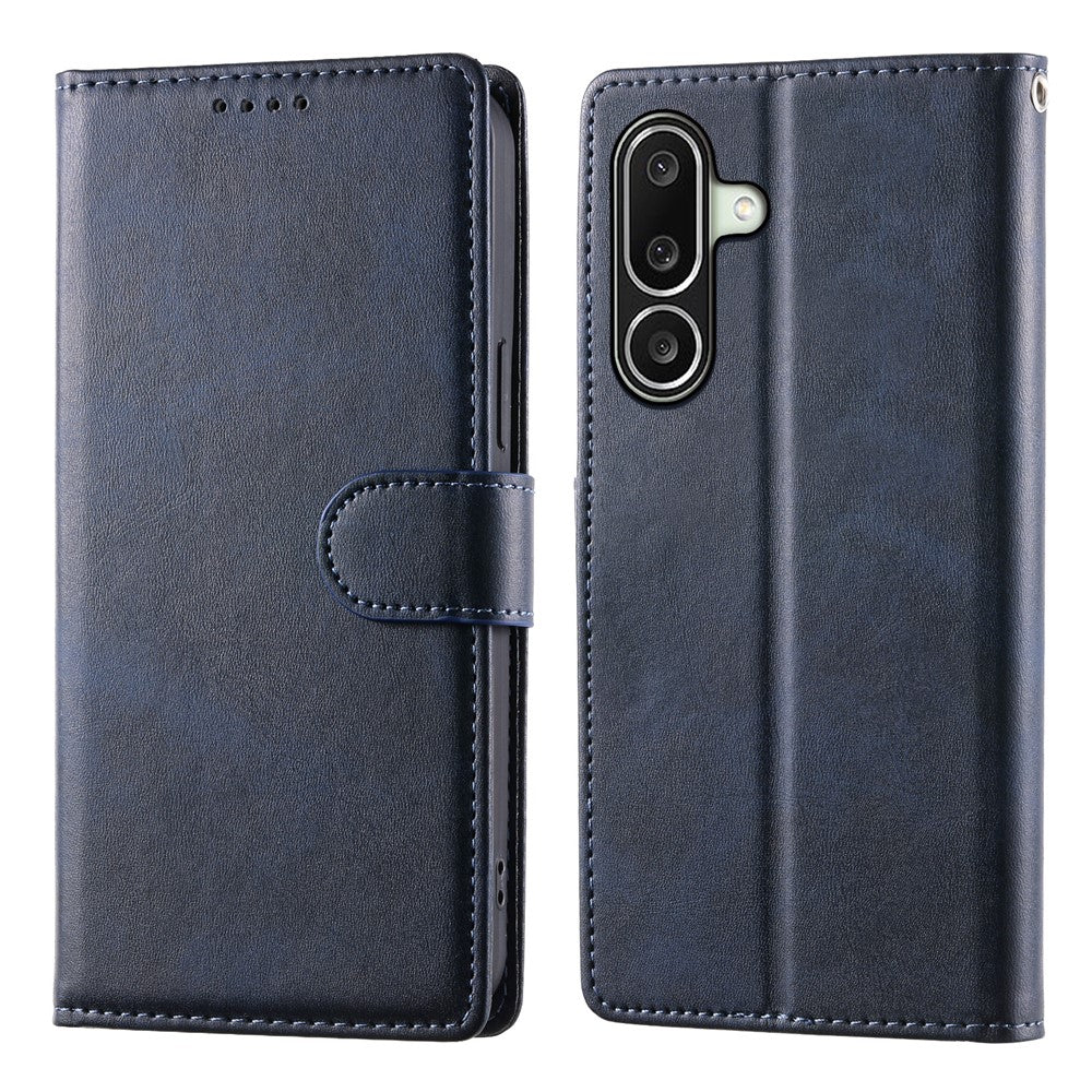 For Samsung Galaxy A27 5G Phone Case Stand Wallet Calf Texture PU Leather Flip Phone Cover with Wrist Strap