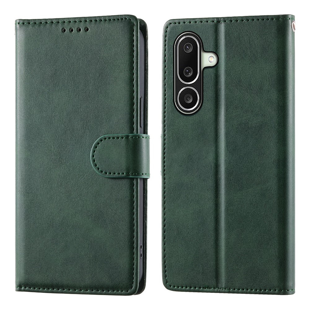 For Samsung Galaxy A27 5G Phone Case Stand Wallet Calf Texture PU Leather Flip Phone Cover with Wrist Strap