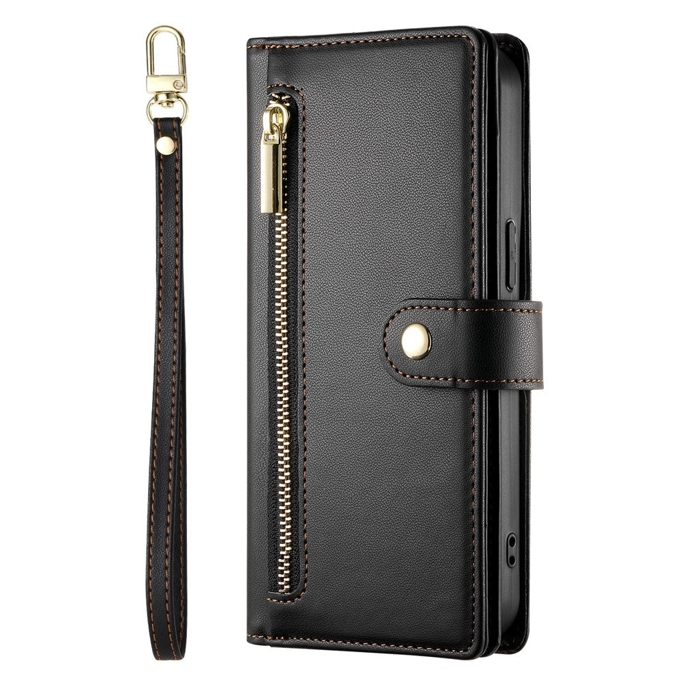 For Samsung Galaxy A27 5G Leather Case Zipper Pocket Wallet Phone Cover with Straps