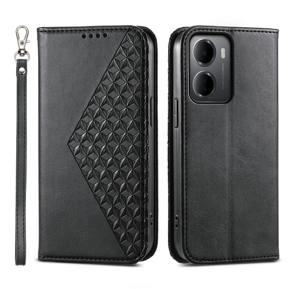 For Xiaomi Redmi 15a 5G Case Calf Texture PU Leather Wallet Phone Cover with Wrist Strap